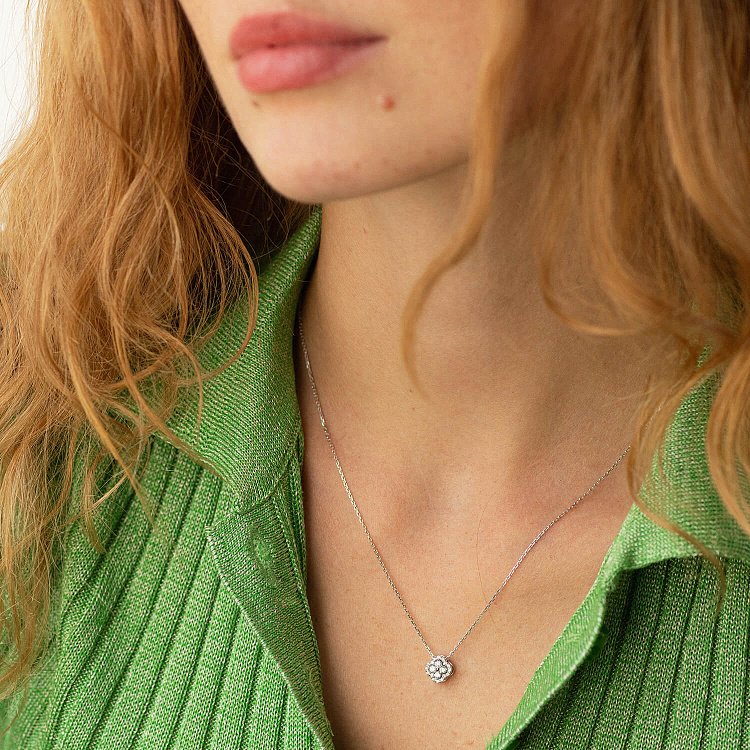 Золотое колье "Клевер" с бриллиантами 133871121 от ювелирного магазина Оникс - 3