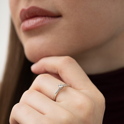 Заручальна золота каблучка з діамантом кб0605ri №4