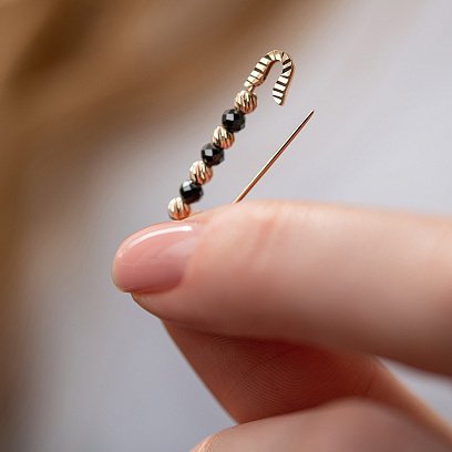 Золотая булавка "Шарики" с фианитами 2.7 см зак00292 №2