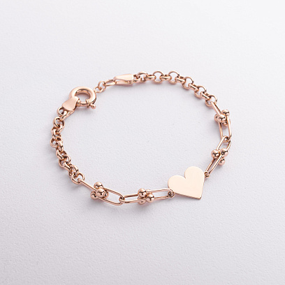 Браслет "Сердечко" у червоному золоті б05638