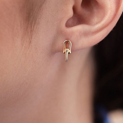 Сережки - пусети "Фантазія" у жовтому золоті с08182 №2