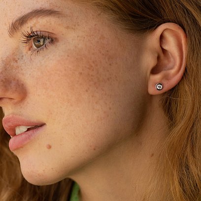 Серьги - пусеты с бриллиантами (белое золото) 330911121 №2