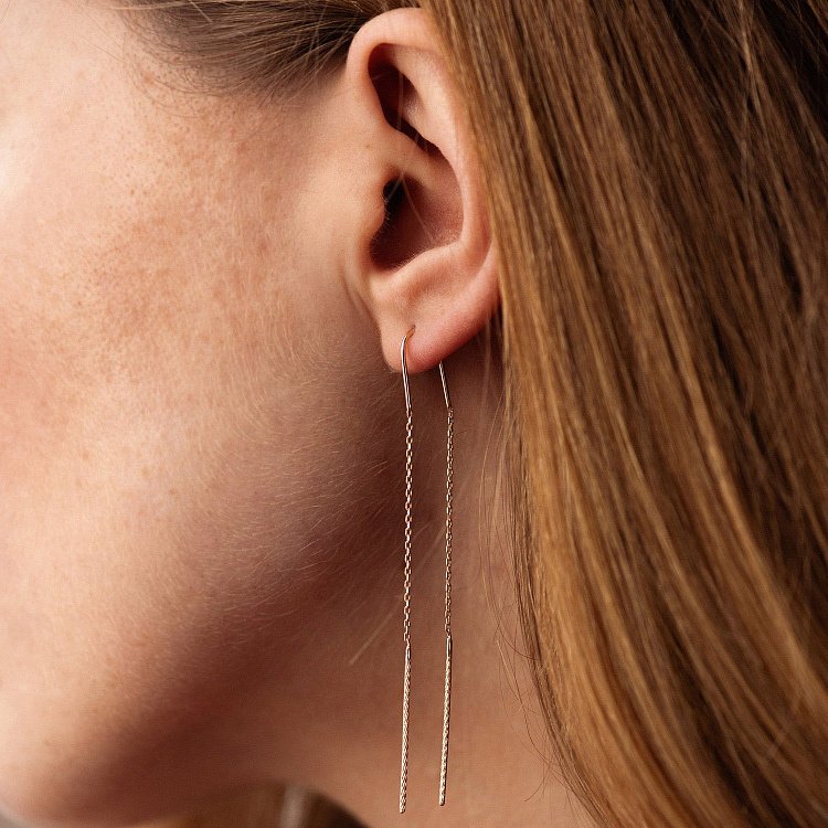 Золотые серьги - протяжки с06700 от ювелирного магазина Оникс - 8