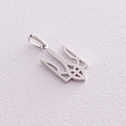 Кулон "Герб Украины - Тризуб" в белом золоте п03745 №6