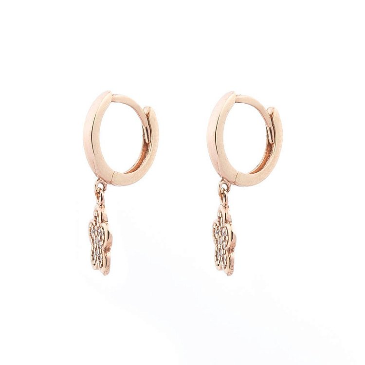 Дитячі золоті сережки "Квіточки" з фіанітами с04849 від ювелірного магазину Онікс - 2