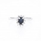 Помолвочное серебряное кольцо (сапфир, фианиты) 111480 от ювелирного магазина Оникс - 2