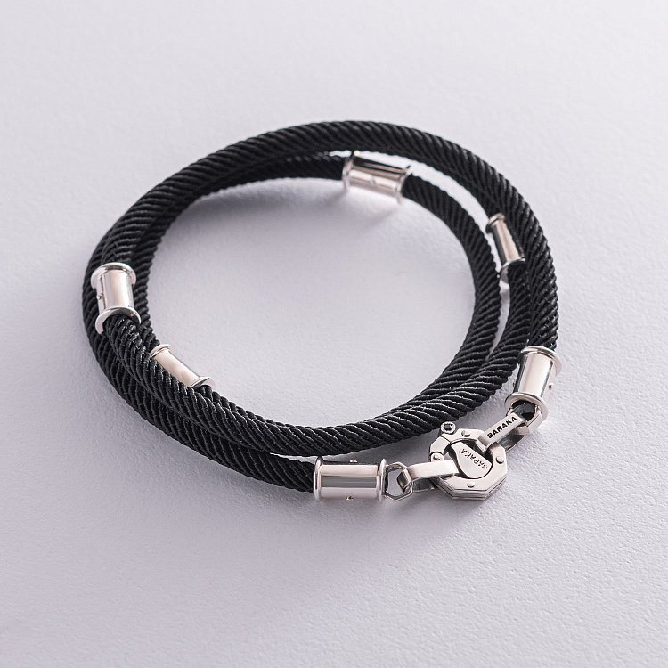 Шелковый шнурок с серебряной застежкой Ш0034-4в/д4 от ювелирного магазина Оникс