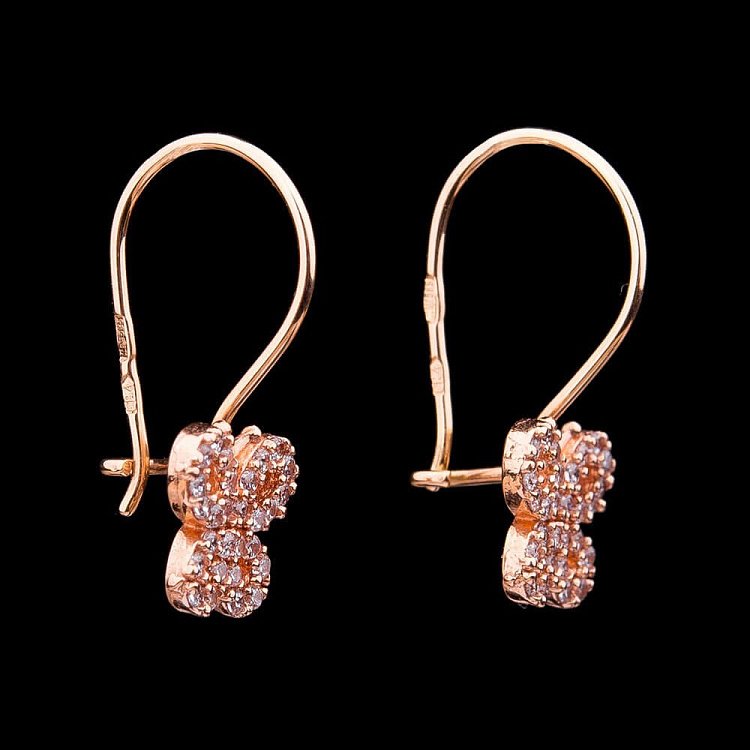 Дитячі золоті сережки "Метелики" з фіанітами с02457 від ювелірного магазину Онікс - 2