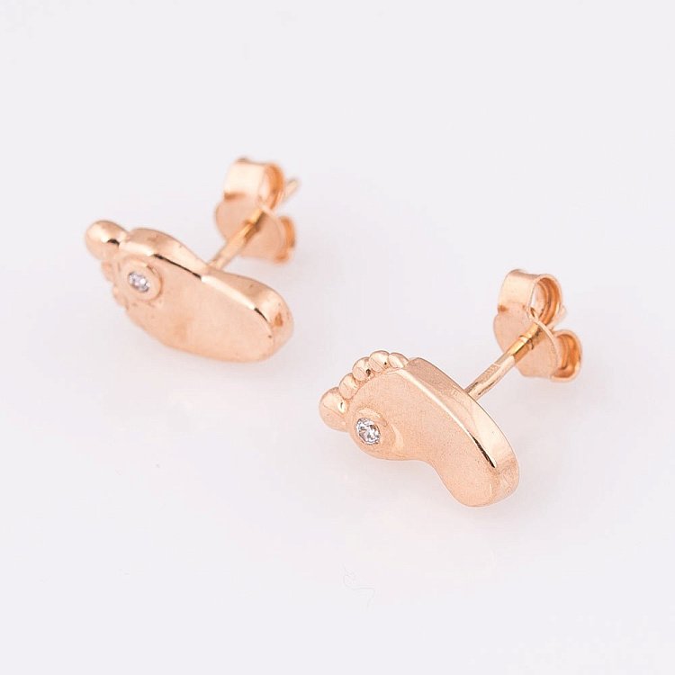 Серьги-гвоздики "Ножки младенца" (фианиты) с04313 от ювелирного магазина Оникс