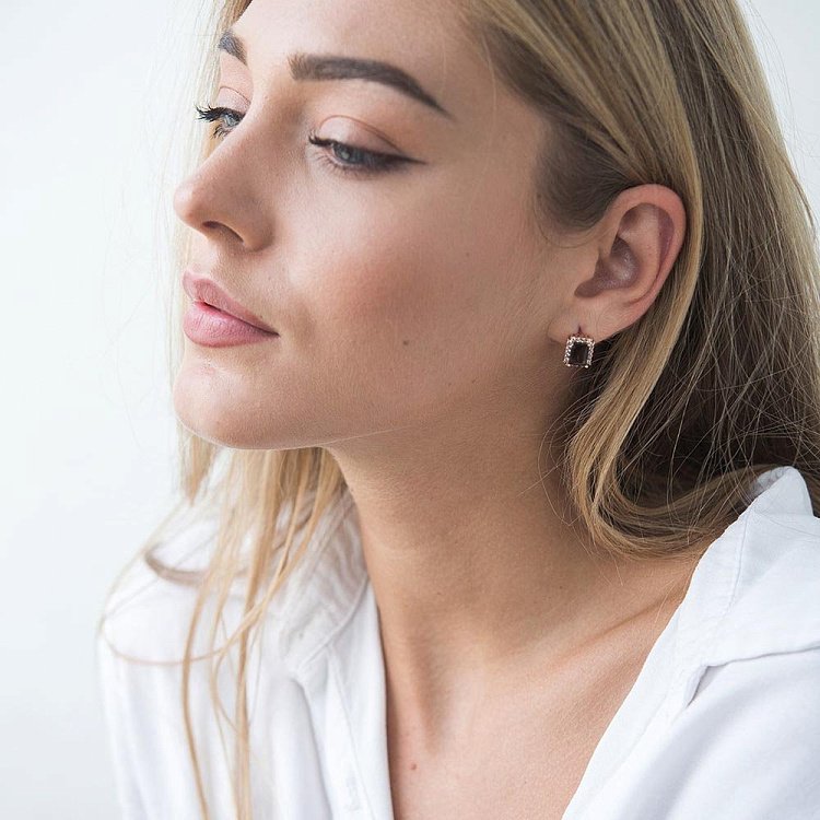 Золоті сережки з димчастим топазом і фіанітами с01685т від ювелірного магазину Онікс - 4