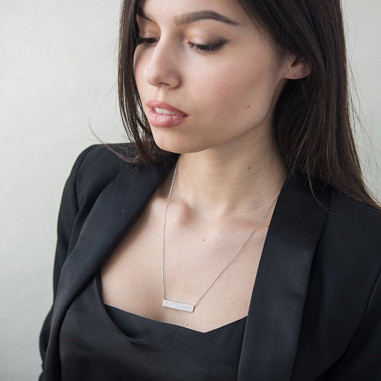 Серебряное колье (фианиты) 18486 от ювелирного магазина Оникс - 3