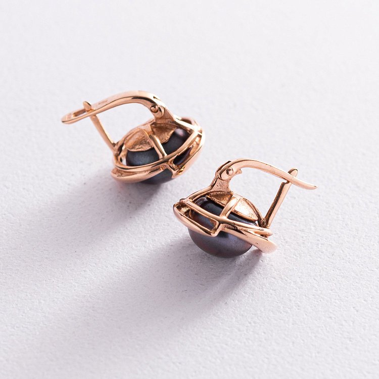 Золоті сережки з культ. прісн. перлами с01333 від ювелірного магазину Онікс - 2