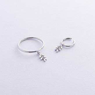 Кольцо "Веточка" (белое золото) к07967 №5