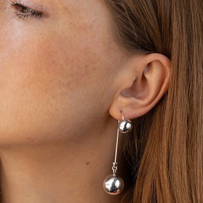 Серебряные серьги "Шарики" 121874 №4