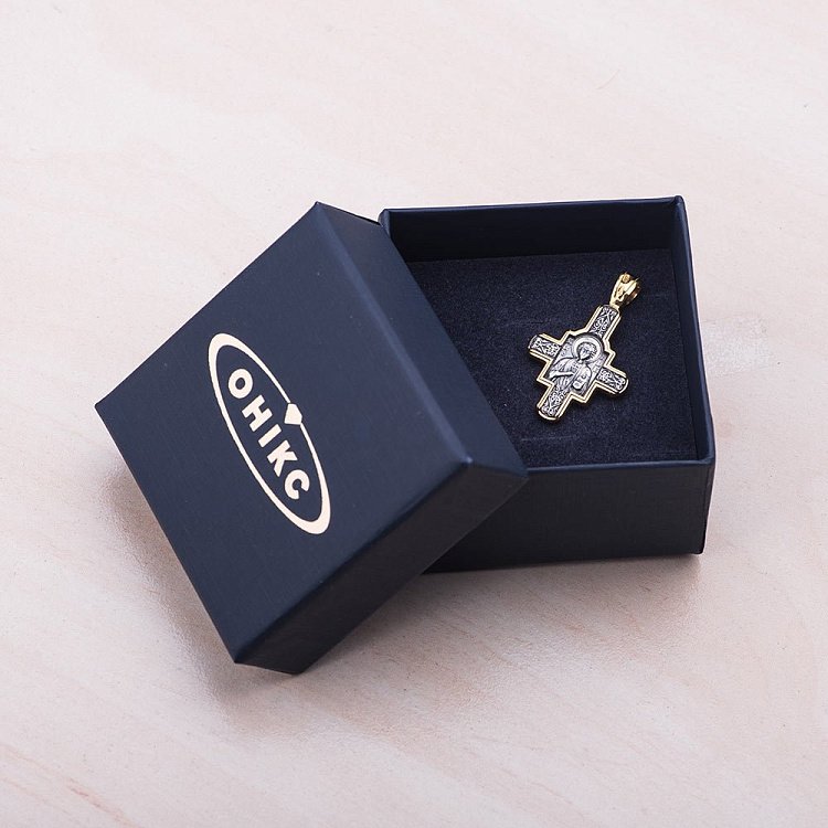 Срібний хрест з позолотою. ''Господь Вседержитель. Великомученик Пантелеймон Цілитель " 132463 від ювелірного магазину Онікс - 7