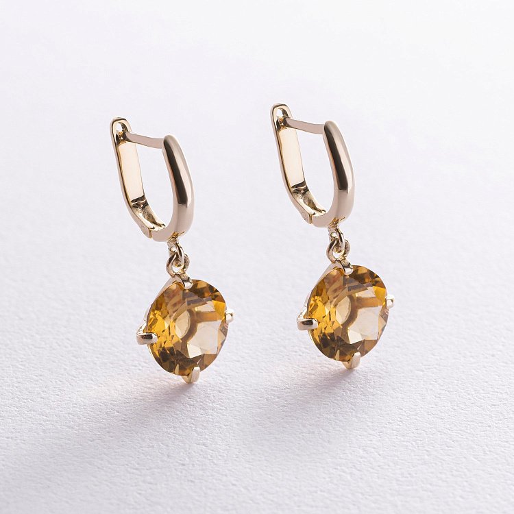 Золоті сережки "Захоплення" з цитрином с08526 від ювелірного магазину Онікс