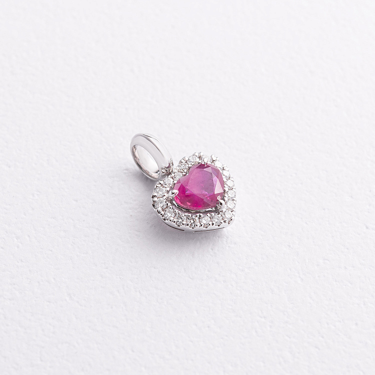 Золотий кулон "Сердечко" (діаманти, рубін) пб0376nl від ювелірного магазину Онікс