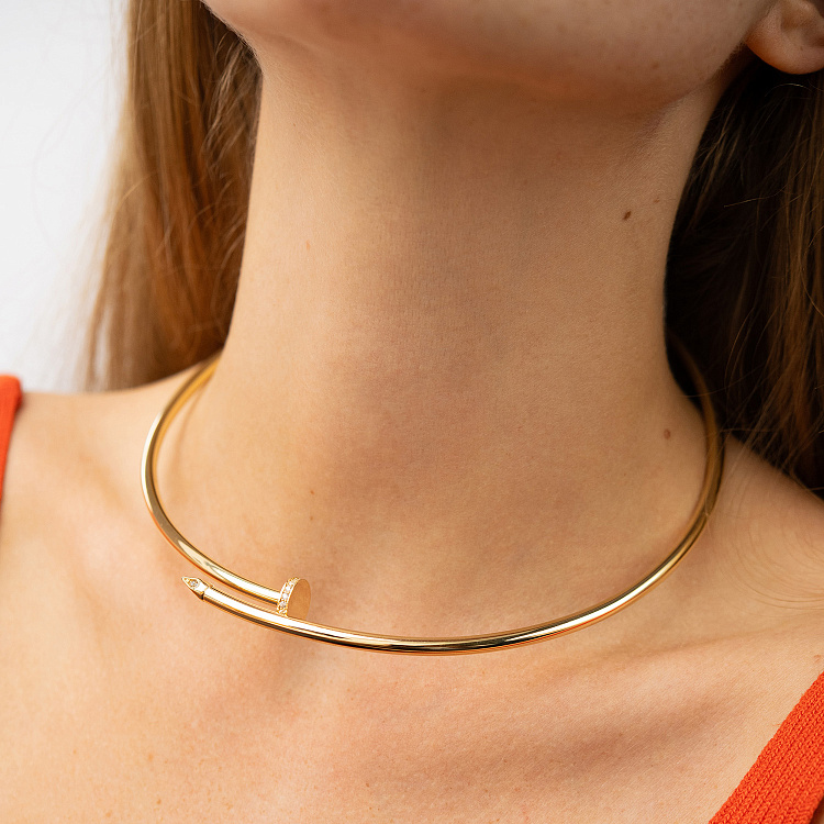 Колье "Гвоздь" в желтое золоте (фианиты) кол02529 от ювелирного магазина Оникс - 3