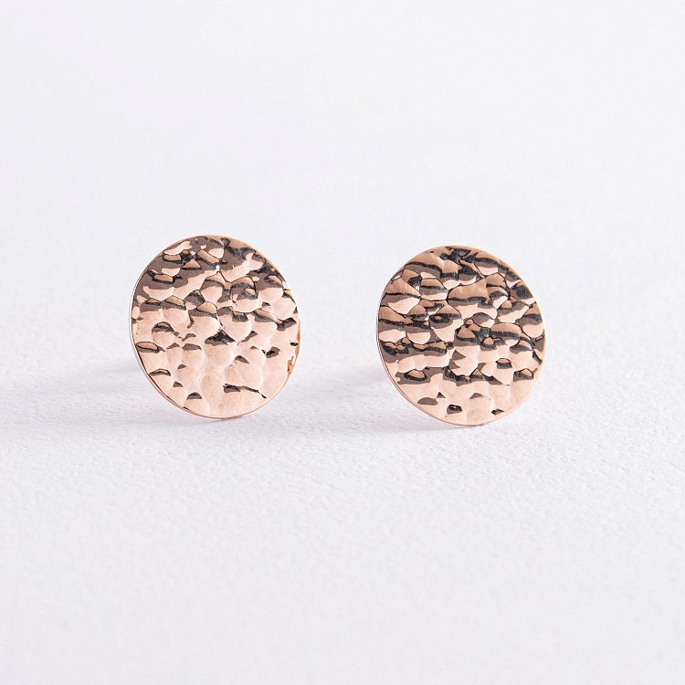 Серьги - пусеты "Теона" в красном золоте с07799 от ювелирного магазина Оникс - 6