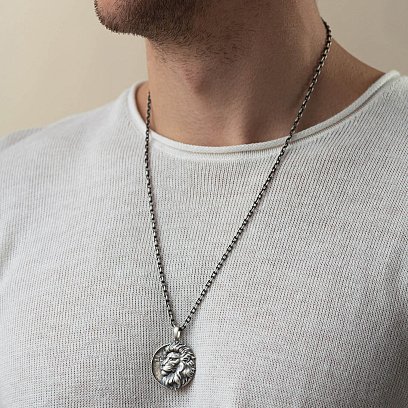 Серебряный кулон "Лев" (возможна индивидуальная гравировка) 1224 №6