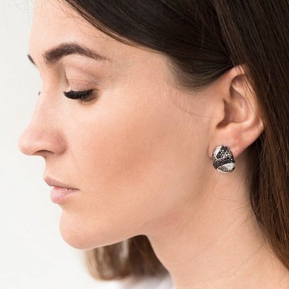 Золоті сережки з діамантами Е25296С №4