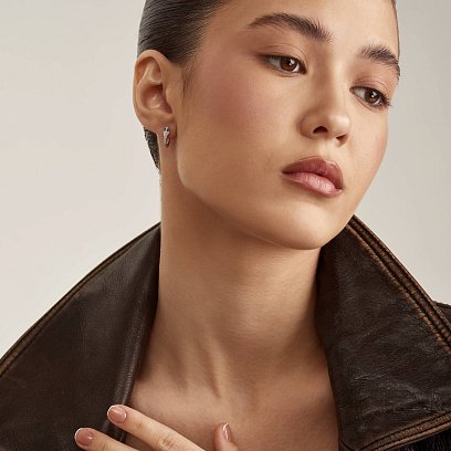 Золоті сережки "Змії" з діамантами та смарагдами сб0434ca №5