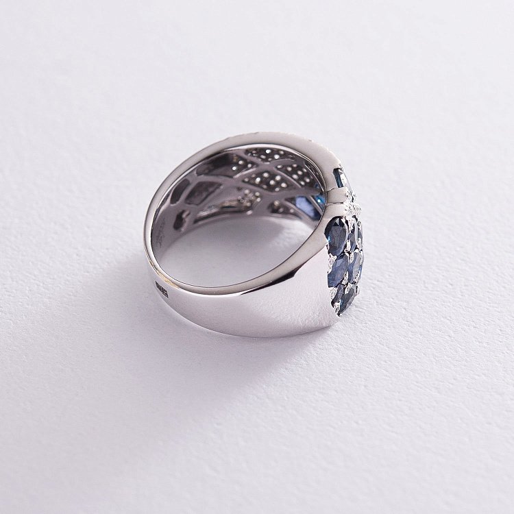 Золотое кольцо с бриллиантами и сапфирами LDR0551-p от ювелирного магазина Оникс - 2