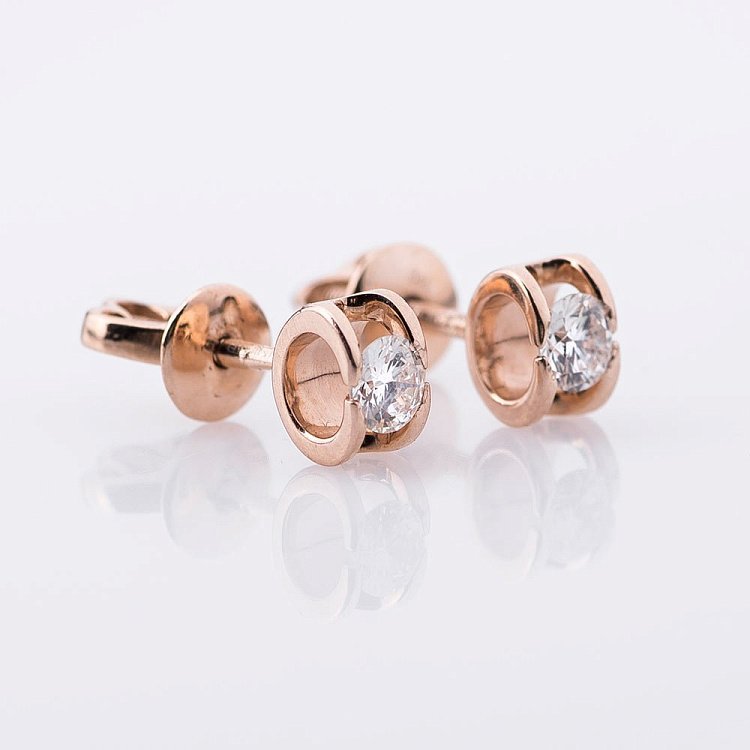 Золоті сережки-пусети з діамантами е0598к від ювелірного магазину Онікс - 3