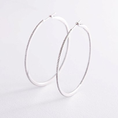 Золоті сережки - кільця з діамантами с690