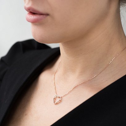 Золотое колье "Сердце" (фианит) кол01603 №2