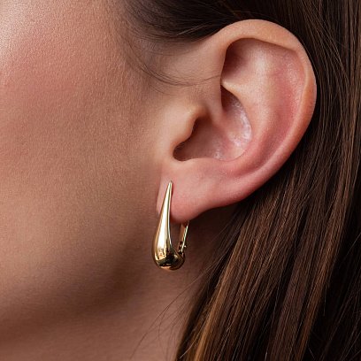 Сережки "Маленькі крапельки" у жовтому золоті (2.6 см) с08227 №2