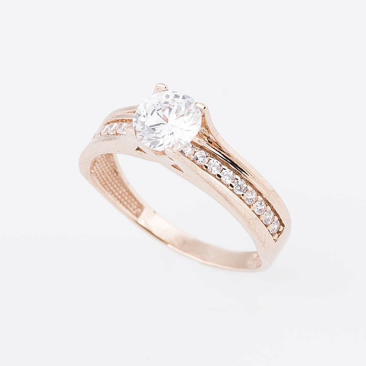 Помолвочное золотое кольцо с фианитами к05163 от ювелирного магазина Оникс