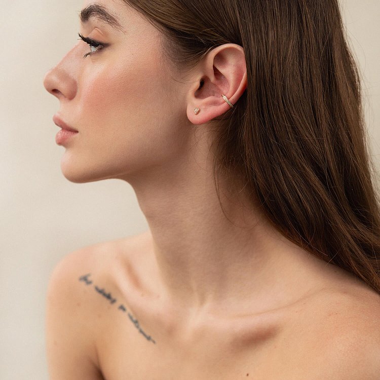 Сережка каффа в жовтому золоті с06359 від ювелірного магазину Онікс - 2