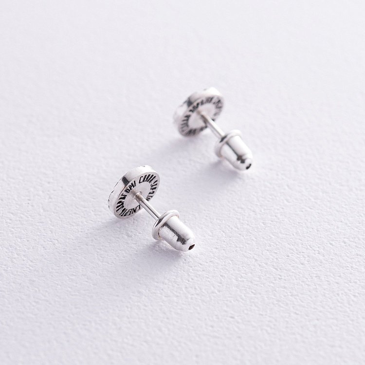 Срібні сережки - пусети "Герб України - Тризуб. Слава Україні, Героям Слава" 123288 від ювелірного магазину Онікс - 7