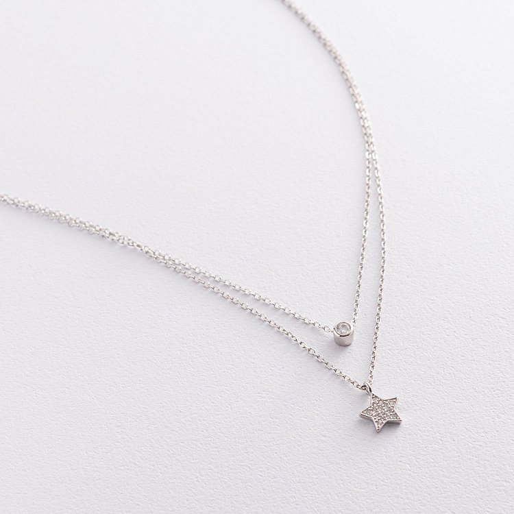 Срібне кольє "Зірочка" з фіанітами 181130 від ювелірного магазину Онікс