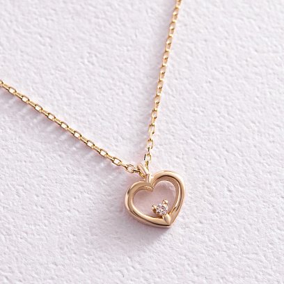 Колье "Сердечко" в желтом золоте кол02182 №3