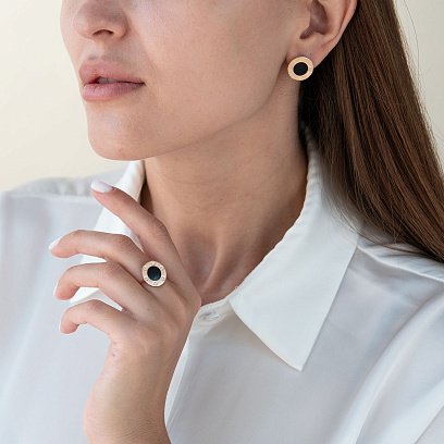 Кольцо "Love" в красном золоте (эмаль) к06529 №3