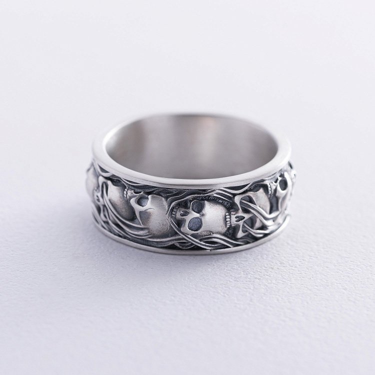 Чоловічий срібний перстень з черепами 7123 від ювелірного магазину Онікс - 7