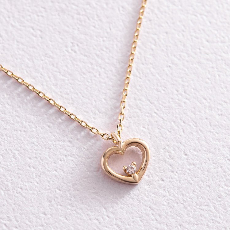 Колье "Сердечко" в желтом золоте кол02182 от ювелирного магазина Оникс - 2