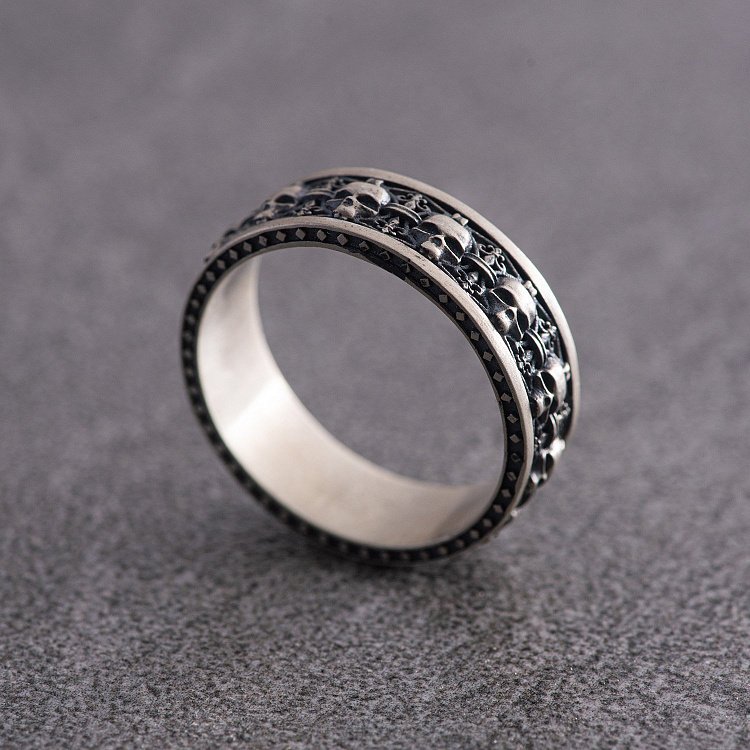 Чоловіча срібна каблучка з черепами 1164 від ювелірного магазину Онікс - 8