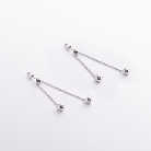 Серьги - пусеты с шариками на цепочке (белое золото) 580142в от ювелирного магазина Оникс