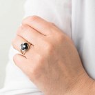 Золотое кольцо "Клевер" с фианитом и эмалью к05596 от ювелирного магазина Оникс - 3