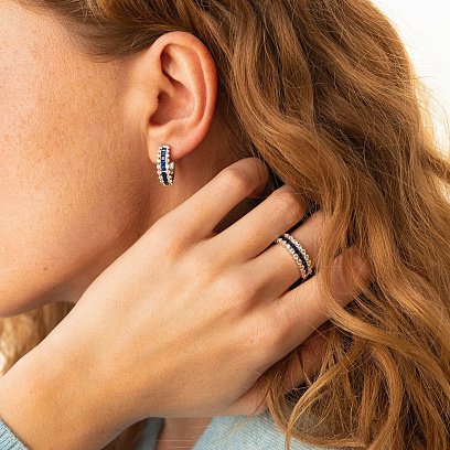 Золотое кольцо с бриллиантами и сапфирами кб0426mi №6