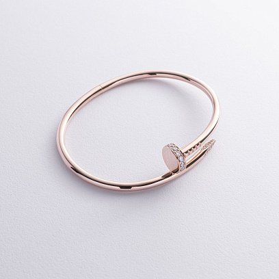 Браслет "Гвоздь" в красном золоте (фианиты) б05477