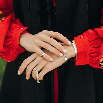 Срібна каблучка з ланцюжками 112650 №2