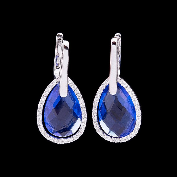 Сережки з синіми фіанітами с18 від ювелірного магазину Онікс - 2