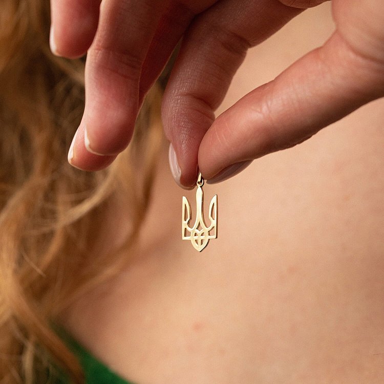 Кулон "Герб України - Тризуб" у жовтому золоті п03744 від ювелірного магазину Онікс - 1