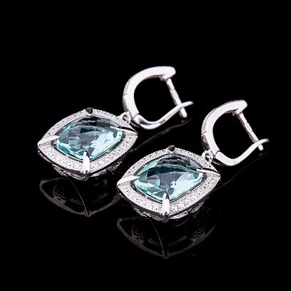 Серьги с голубыми фианитами с25 №2