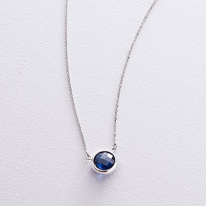 Золотое колье с синт. сапфиром кол01545