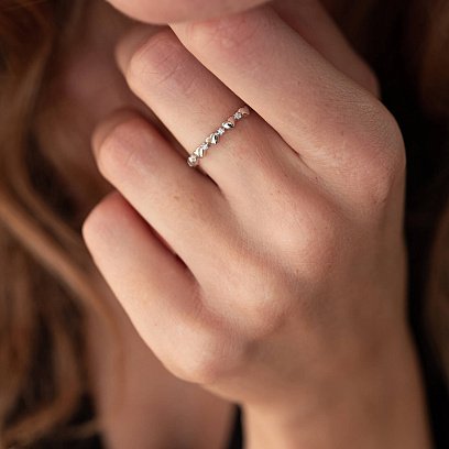 Кольцо "Сердечки" с фианитами (белое золото) к07119 №2